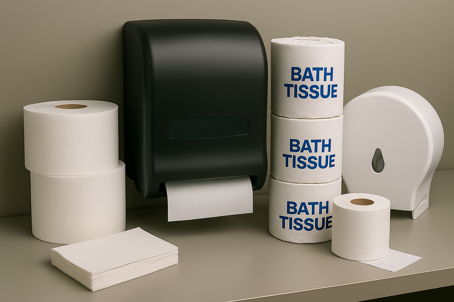 Paper towel and bath tissue restroom kit